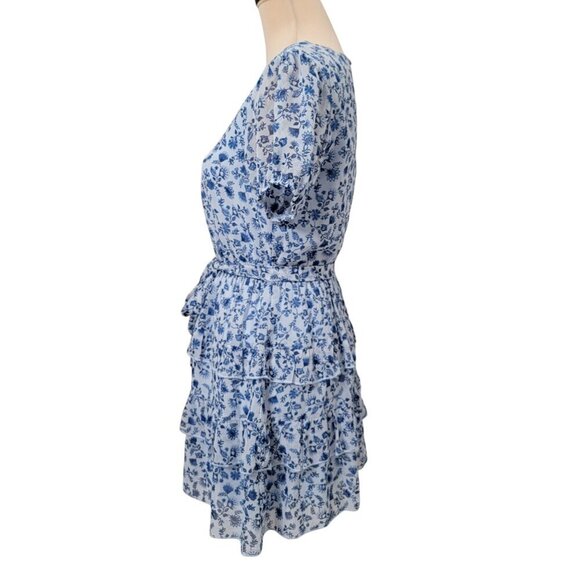 Xtraordinary Size S Blue Ditzy Floral Pattern Tiered Mini Dress, EUC - Picture 3 of 12